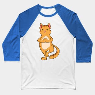 Cat Yoga Exercise Baseball T-Shirt